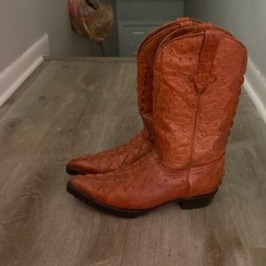 Authentic orange alligator, cowboy boots